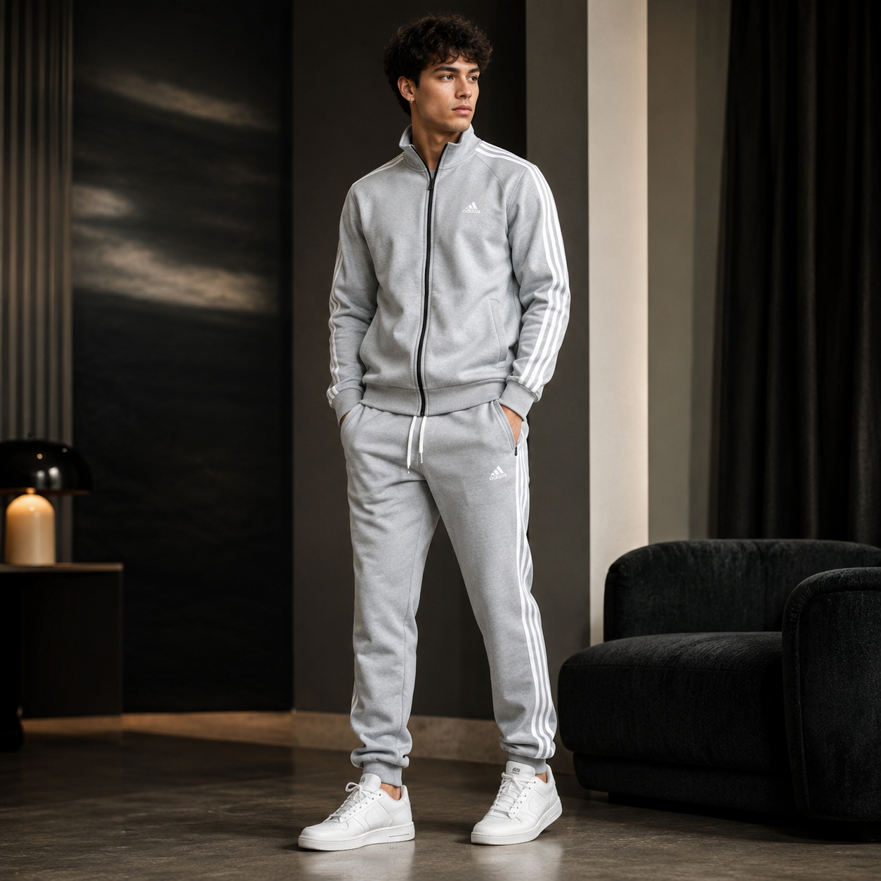Adidas Grey Zip Tracksuit